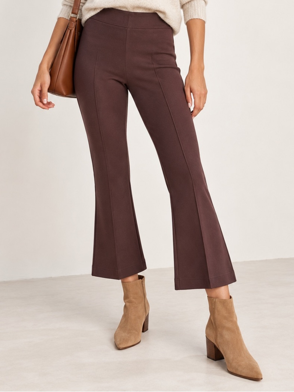 Anthropologie Maeve The Margot Cropped Kick Flare in Brown | MEDIUM NWT